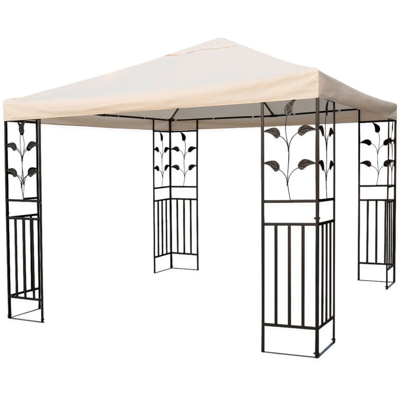 Pavillon Ersatzdach wasserdicht mit pvc Beschichtung 3 x 3 Meter - beige - Universal Pavillondach - Garten Party Pavillon Dach Sonnenschutz