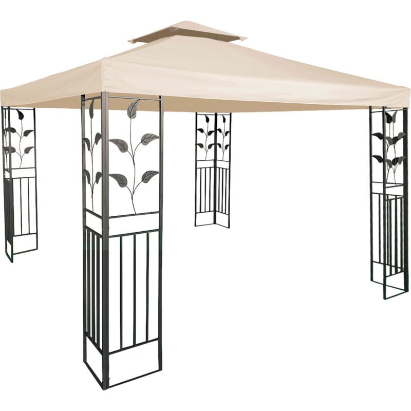 Pavillon Ersatzdach wasserdicht mit pvc Beschichtung 3 x 3 Meter - beige - Pavillondach mit Kaminabzug - Universal Garten Party Pavillon Dach