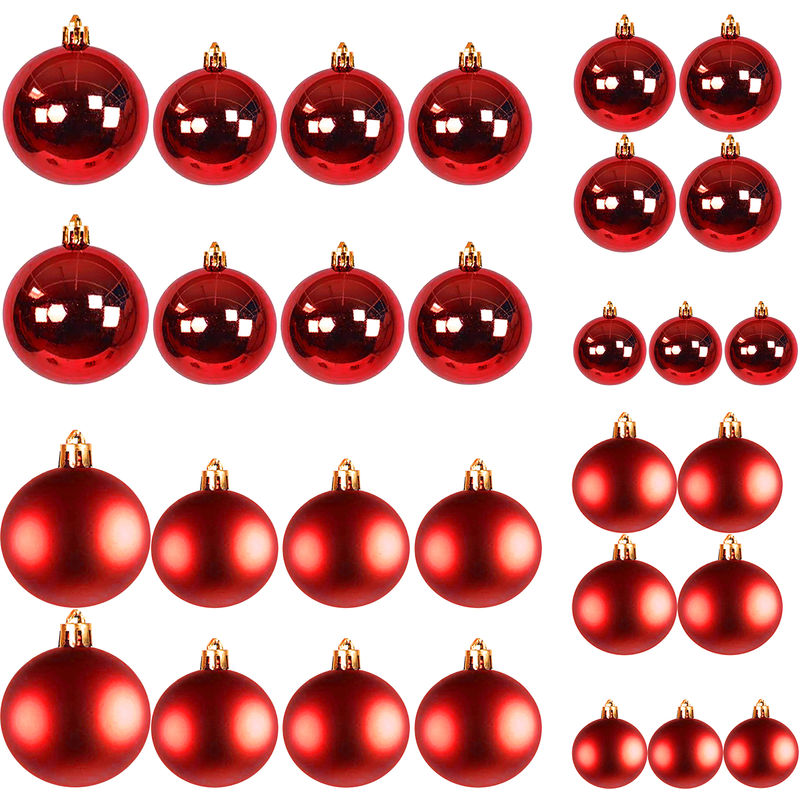 30tlg. Weihnachtskugeln rot ø 4/5/6/7cm-DYW99830-Rot