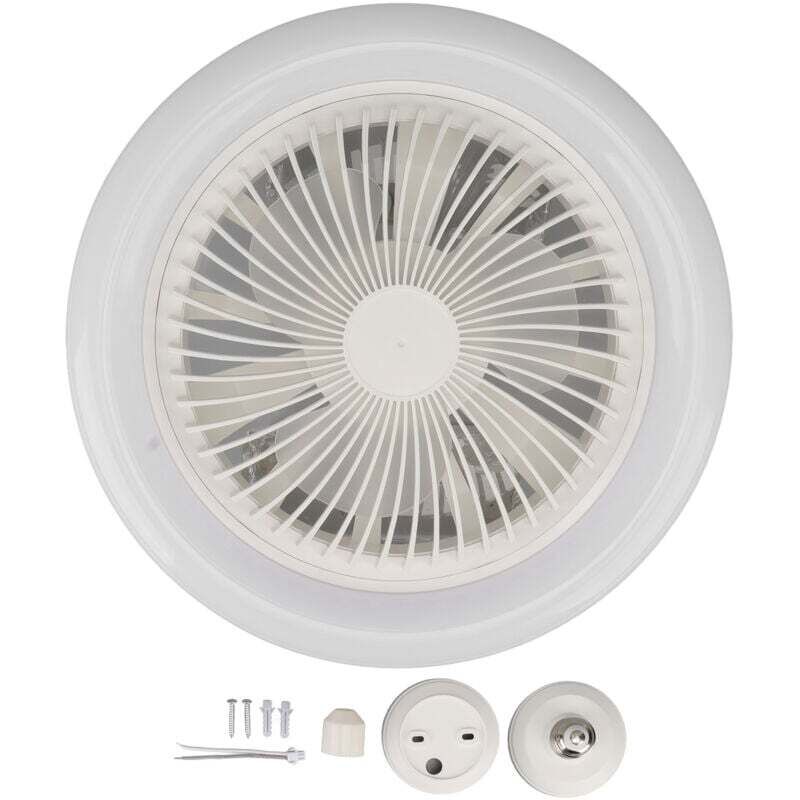 KZQ - 30W Deckenventilator mit Licht, Deckenventilator, leiser Deckenventilator, E27 dimmbare LED-Deckenleuchte, 3 Geschwindigkeiten, Timer (weiß)