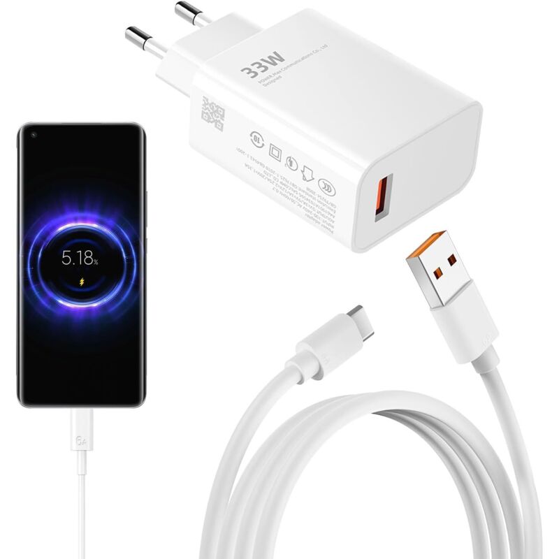 33-W-Ladegerät für Xiaomi, Schnellladegerät für Xiaomi 3 (3 W), für Xiaomi Redmi Note 13/12/11/11S/9/10/11 Pro/12 Pro/13 Pro, Schnelllade-Ladegerät
