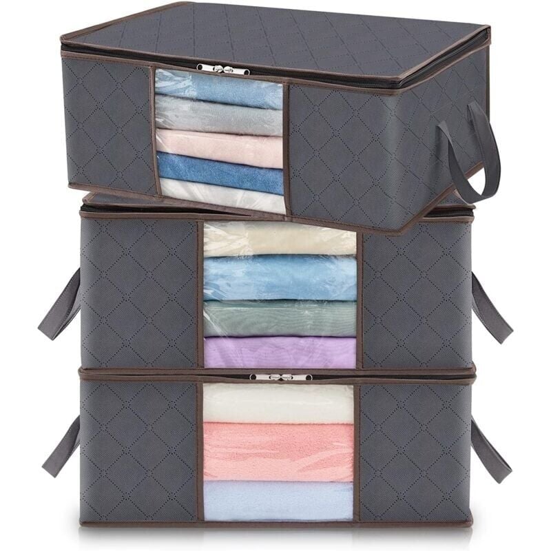 35 l Aufbewahrungstasche für Kleidung, faltbare Aufbewahrungsbox unter dem Bett für Schlafzimmer, Bettdecken, Kleidung, Decken, Spielzeug, 3er-Pack