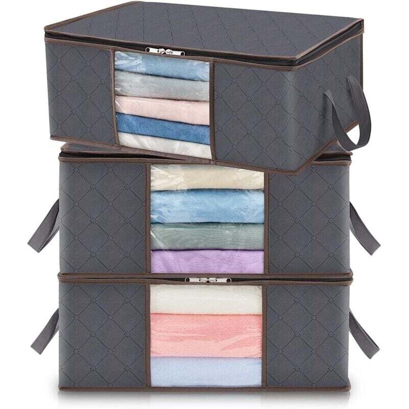 35 l Aufbewahrungstasche für Kleidung, faltbare Aufbewahrungsbox unter dem Bett für Schlafzimmer, Bettdecken, Kleidung, Decken, Spielzeug, 3er-Pack