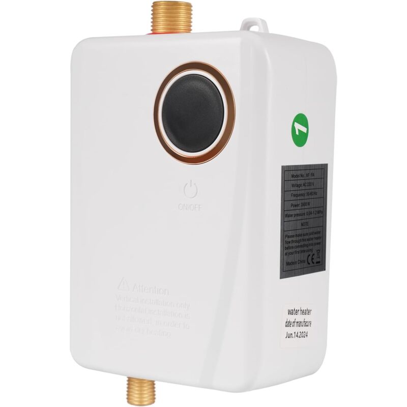 3500W Durchlauferhitzer mit LED-Anzeige IPX4 wasserdicht Edelstahl Wasserheizer Elektrischer Warmwasserbereiter (Weiß)