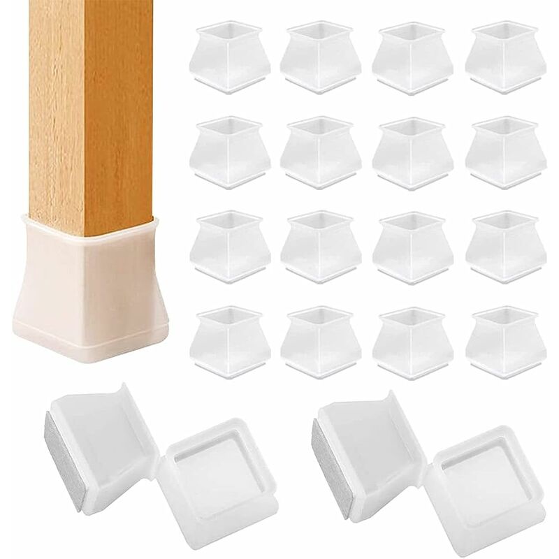 Mumu - 35–40 mm/16 Stück Silikon-Stuhlkappen, Silikon-Pad-Kappen, quadratische Stuhl-Abdeckungs-Pads, Silikon-Stuhl-Kappen zur Vermeidung von