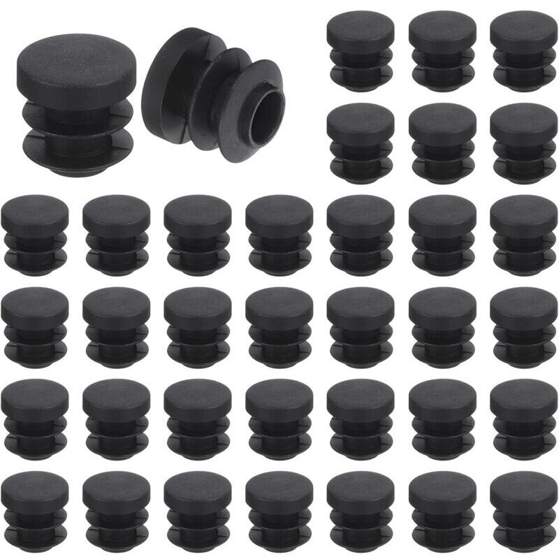 36 runde Kunststoff-Endkappen, schwarze Rohrendkappen, 14 mm (0,55 Zoll) für Möbelfüße, Rutschschutz für Stühle, Sofas, Tische und Regale