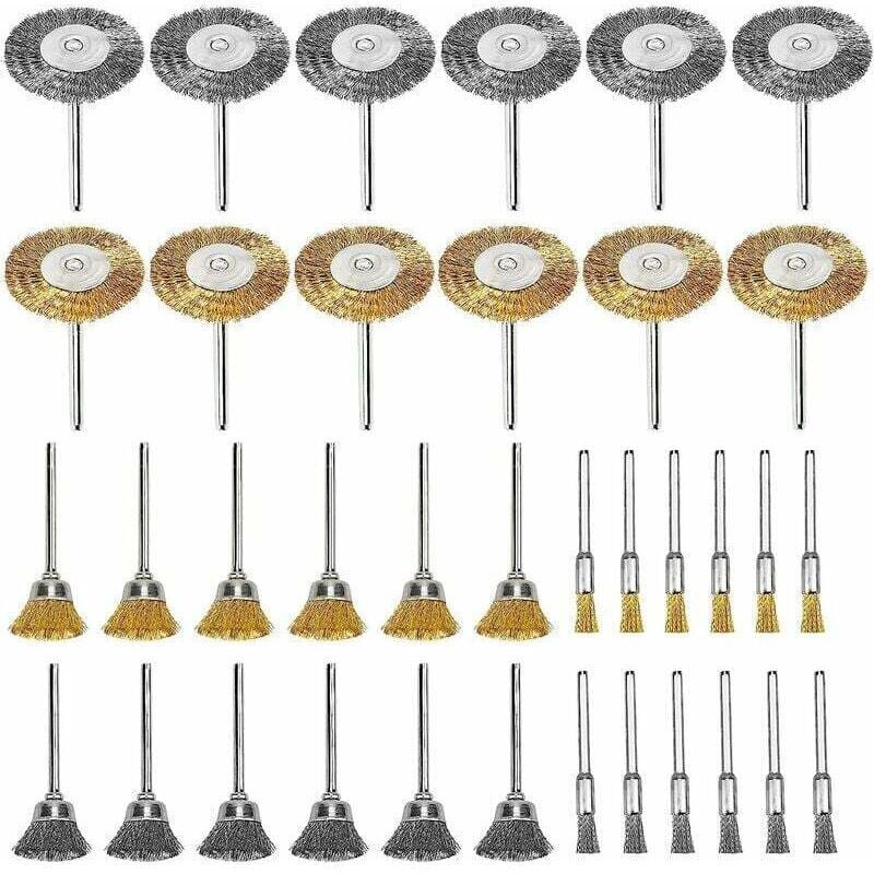 36-teilige Drahtbürste für Bohrmaschine, Drahtbürste, Kreisschleifer, Messingbohrer, Stahldraht-Radreinigungsbürsten zum Reinigen von Rost,