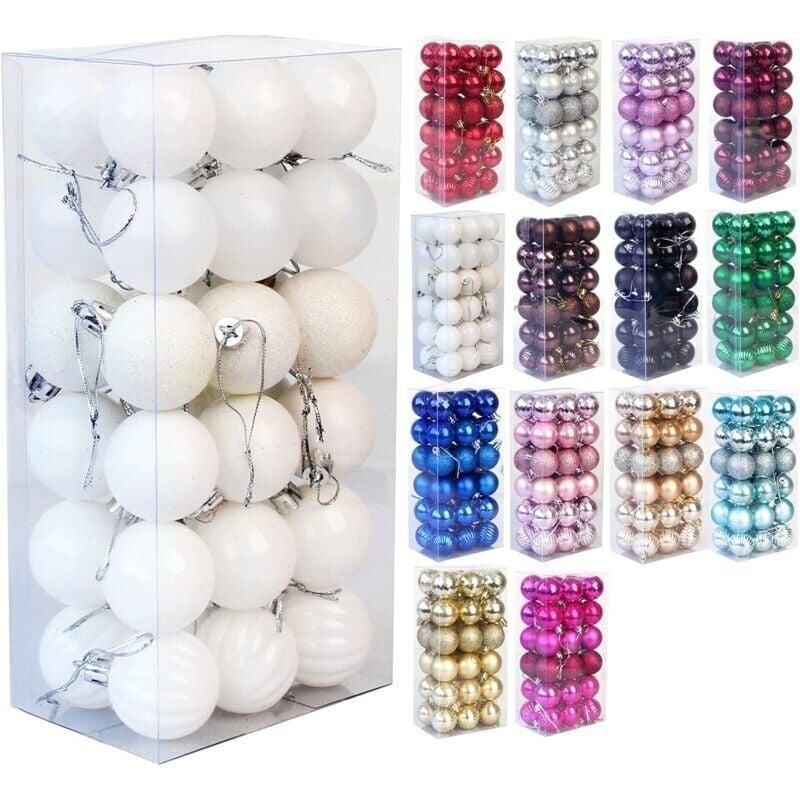 36-teiliges Set bruchsicherer Kunststoff-Weihnachtskugeln zum Aufhängen, ideal für Weihnachtsbaum-, Hochzeits- und Partydekorationen