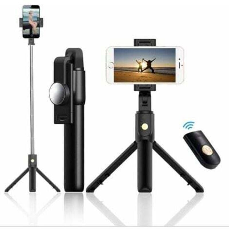 360° drehbarer Bluetooth-Selfie-Stick, verstellbarer Teleskopstab mit Handyhalterung, 3-in-1-Selfie-Stick-Stativ/Einbeinstativ mit kabelloser