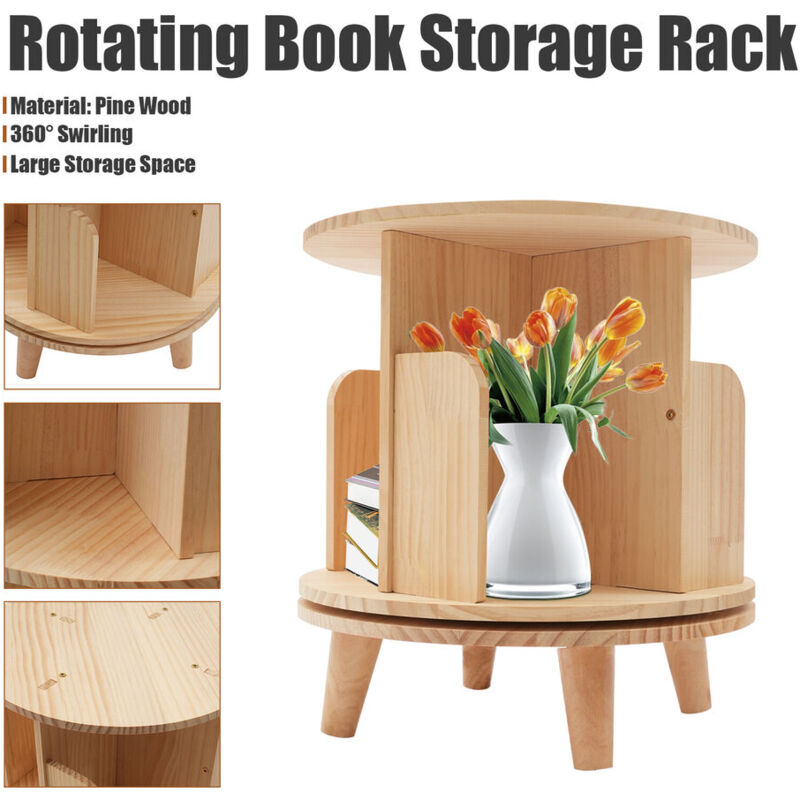 360 Grad drehbares Bücherregal 1 Tier Storage Rack Einzigartige Anzeige Bücherregal Silent