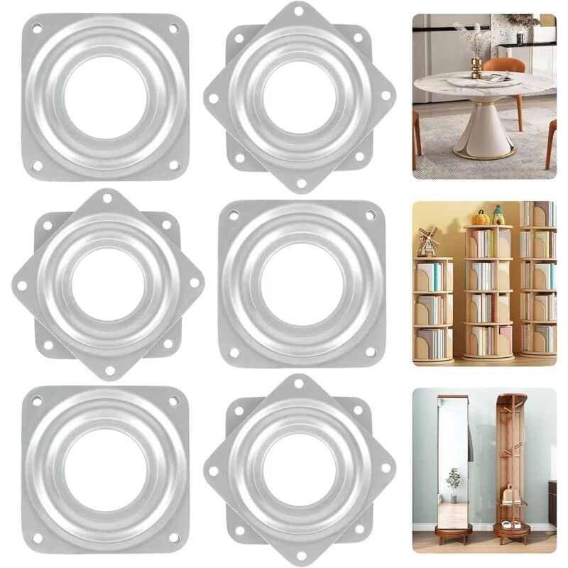 360-Grad-Drehteller 6 Stück Metall Lazy Susan Drehteller Lazy Susan TV-Plattenspieler 4 quadratischer Drehteller Kugellager-Drehplatte für Büromöbel