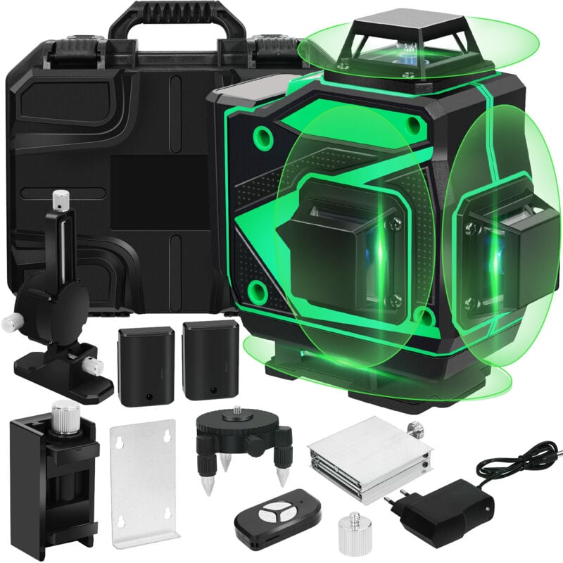 360°-Selbstnivellierungs-Laser-Nivelliergerät, 4D-Grünlaser-Nivelliergerät mit 16 Linien, vertikalen und horizontalen Linien, wiederaufladbarer Akku 2