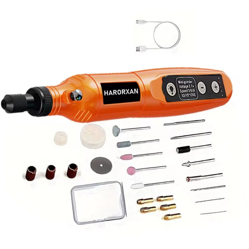 3,7 V kabelloses Multifunktions-Rotationswerkzeug, 5 Geschwindigkeiten, max. 18.000 U/min, Mini-Akku-Bohrmaschine mit LED-Licht, 61-teiliges Zubehör