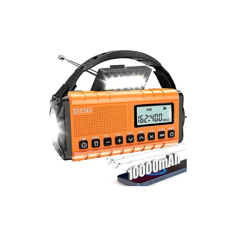 37000mWh Notfall Radio mit NOAA Wetter Alarm Portable Solar Powered Hand Kurbel AM/FM Überleben Digital Display Radio, Wecker Radio, SOS Notfall