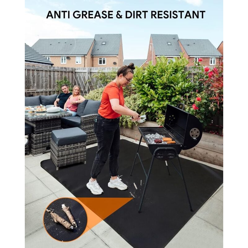 50''36'' BBQ-Grillmatte - Feuerbeständig - Bodenschutzmatte - Bodenschutzmatte - Outdoor-Schutzmatte für Holzkohle-Gasgrill