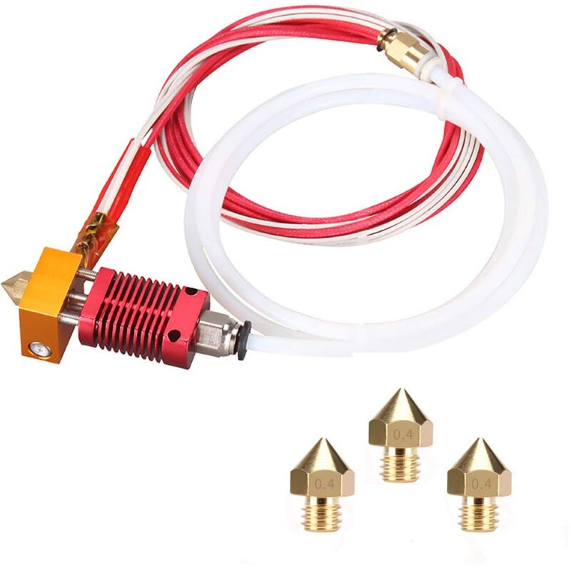3D-Drucker-Düsen-Set, MK8-Hotend-Set, kompatibel mit Alfawise U20 U30, Creality Ender 3, montiertes MK8-Extruder-Hot-End-Set mit 0,4 mm Düse, 24 v,