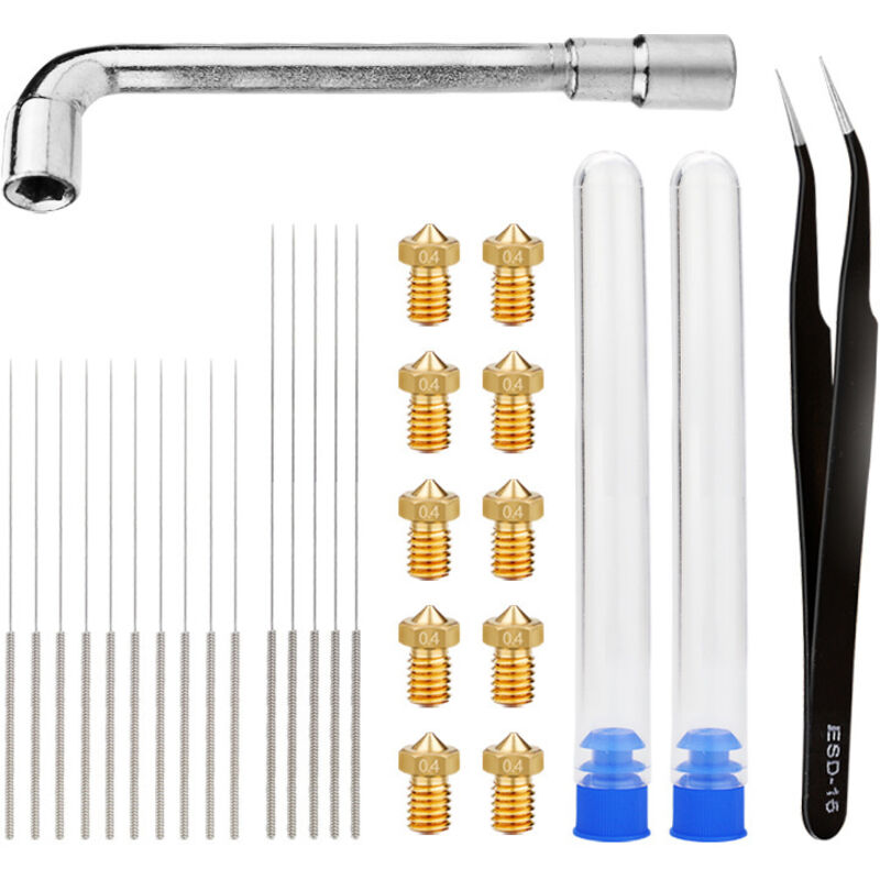 3D-Druckerzubehör, e3d - V6 Düse 0,4 Nadelreinigungswerkzeug Nadelhülse Nadelschlüsselsatz