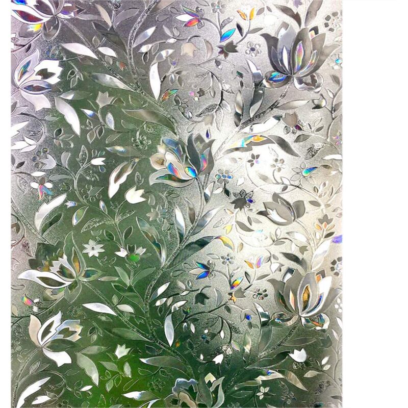 Ahlsen 3D-Fensterfolie, elektrostatische Folie, schützt die Privatsphäre, UV-Schutz, dekorative Sichtschutz-Fensterfolie, Tulpen-Blumen-Muster, 60 x