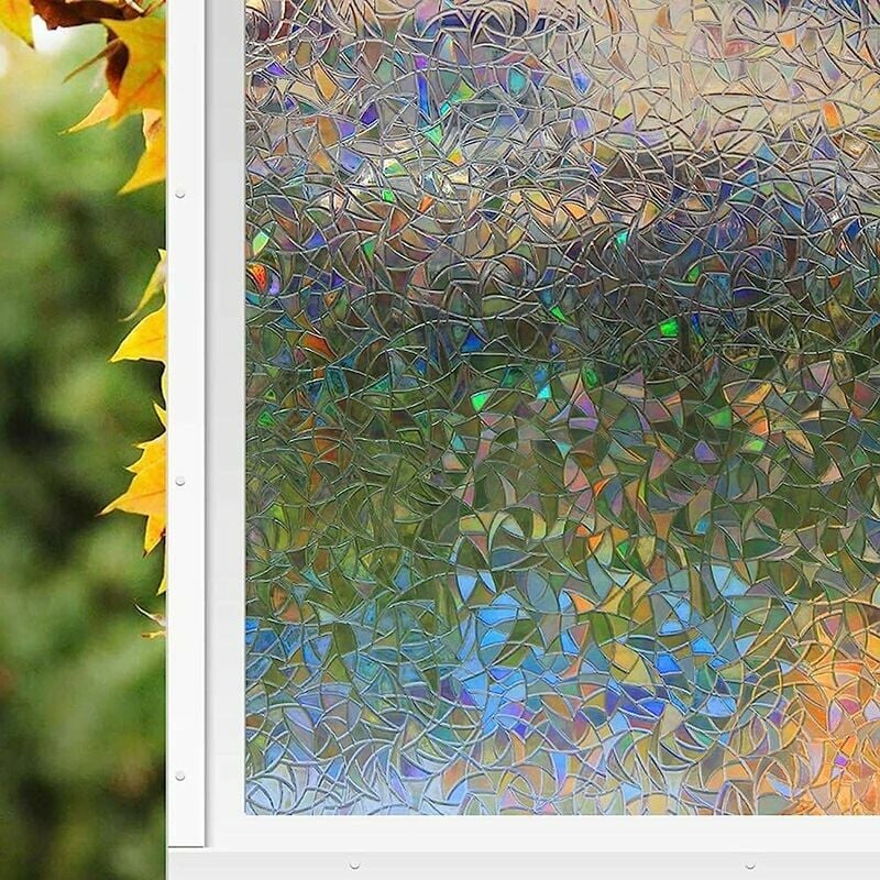 3D-Fensterfolie Regenbogeneffekt für Dekoration und Sichtschutz Anti-UV-Glasfensterfolie Nichtklebende Fensterfolie Selbstklebende Fensterfolie für