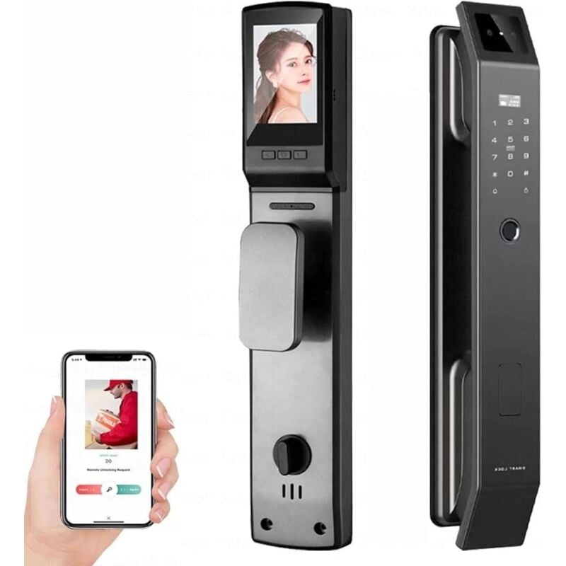 3D-Gesichtserkennungs-Türschloss, intelligentes Türschloss mit Kamera, WiFi-Digital-Fingerabdruck-Türschloss für die Haustür mit Kamera