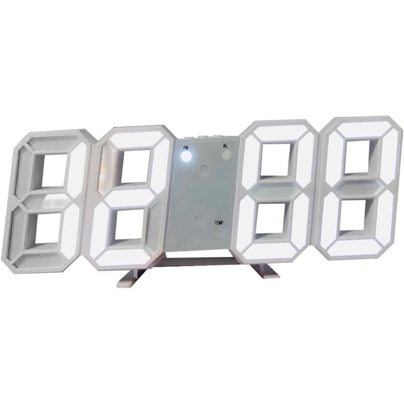 3D LED Digitale Wanduhr, Digitaluhr LED Wecker Dimmbar Leuchtuhr Tischuhr Wecker Deko Uhr für Küche Büro Wohnzimmer Schlafzimmer