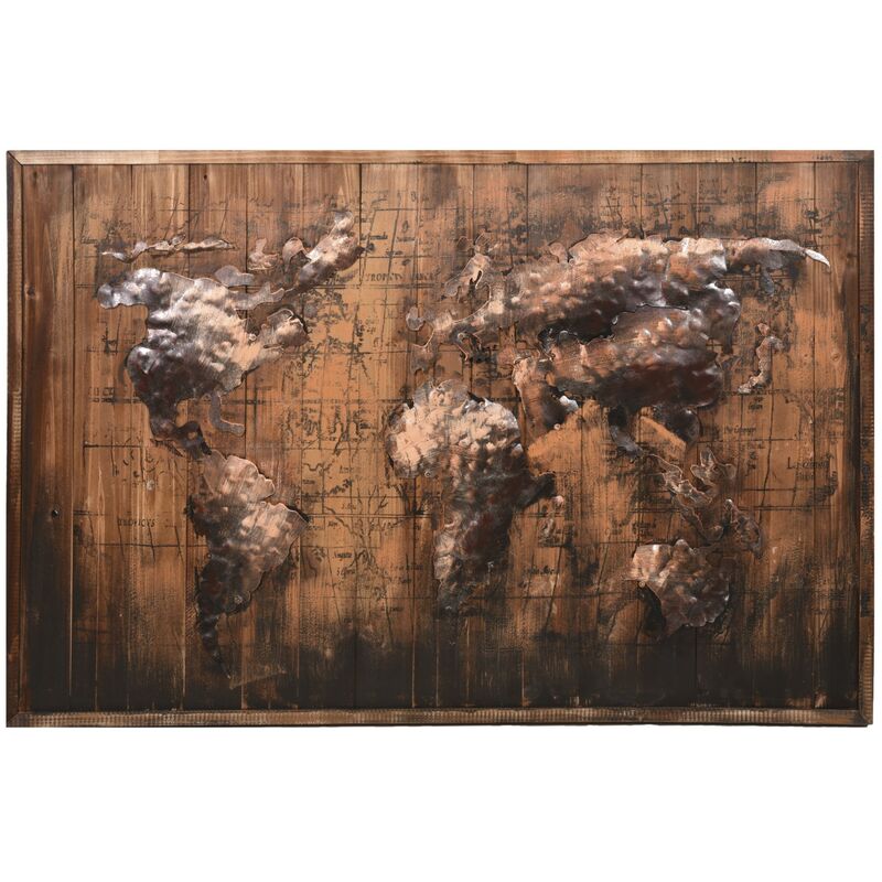 Gardenpleasure - 3D Metallbild Weltkarte, braun 314706
