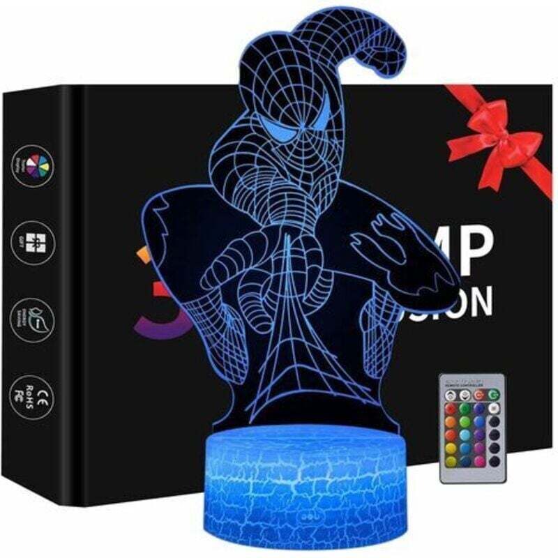 3D-Nachtlicht, Spiderman-Spielzeug für Jungen, 16 Farben mit Fernbedienung
