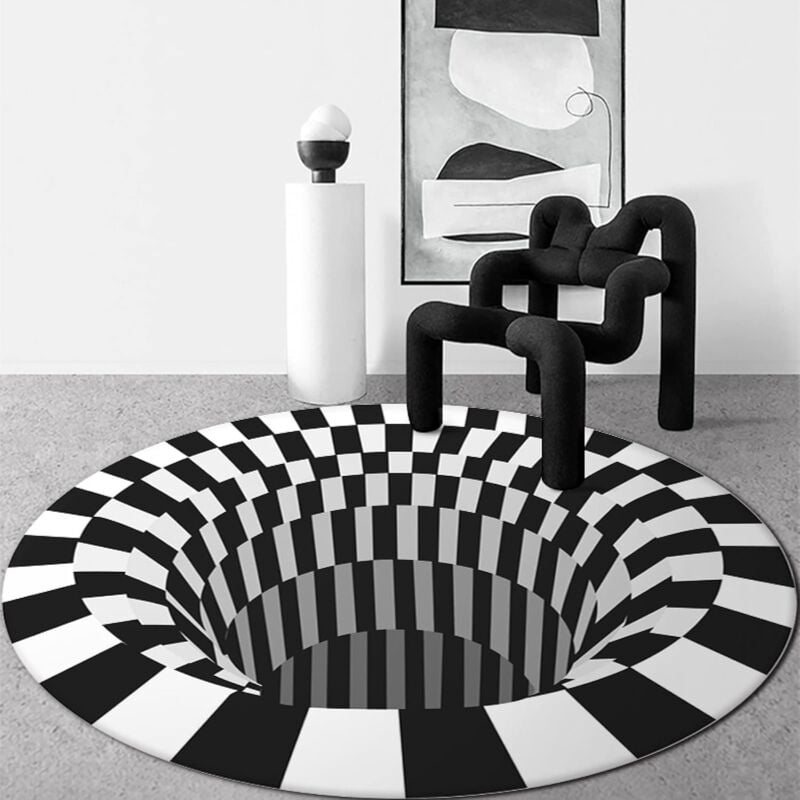 3D runde Form Stereo Vision Fußmatte Schlafzimmer Wohnzimmer Tischmatte Halloween Teppich geeignet für Schlafzimmer, Badezimmer, Weihnachten oder