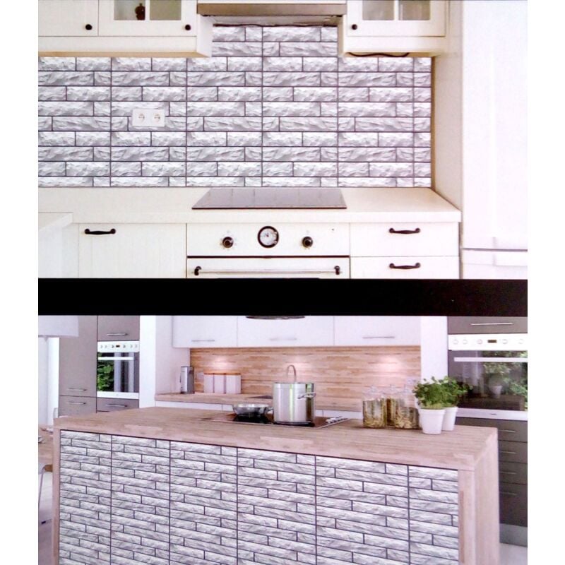 Buri - 3D Wandsticker 6Stk. 30x30cm Stein Ziegel selbstklebend Wandtattoo Wandaufkleber - 3