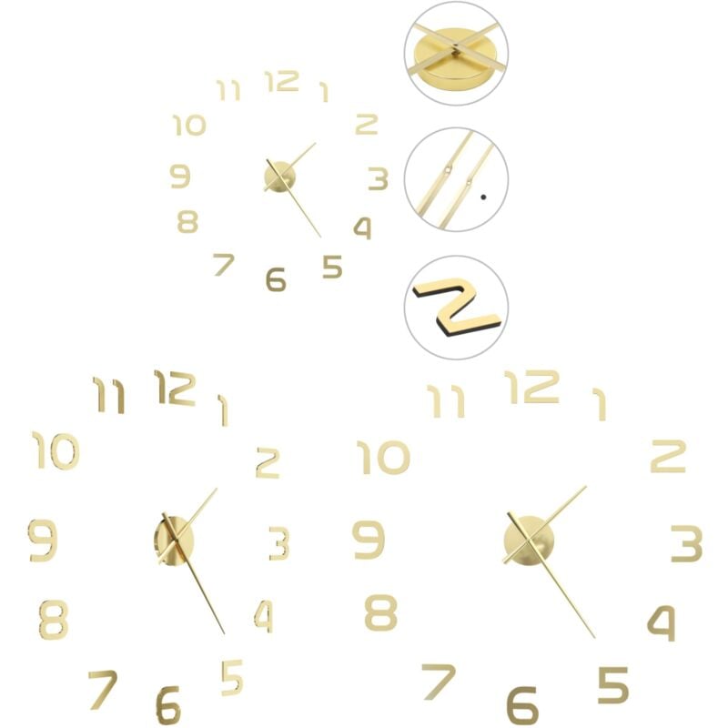 3D-Wanduhr Modernes Design 100 cm xxl Golden - Wanduhr - Wanduhren - Home & Living - Gold