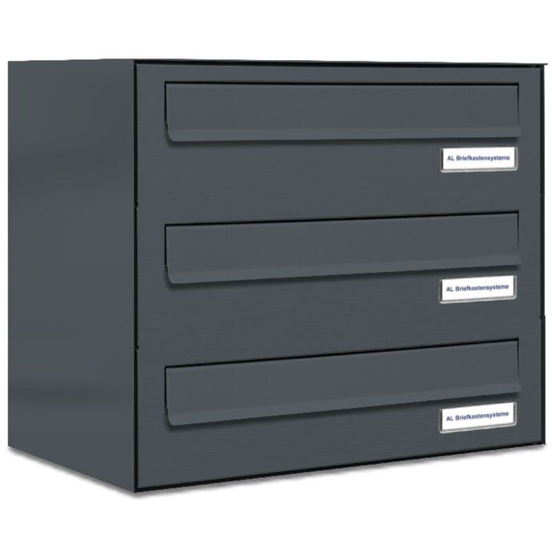 3er Briefkasten-Anlage Tür- Zaundurchwurf ral 7016 Anthrazit