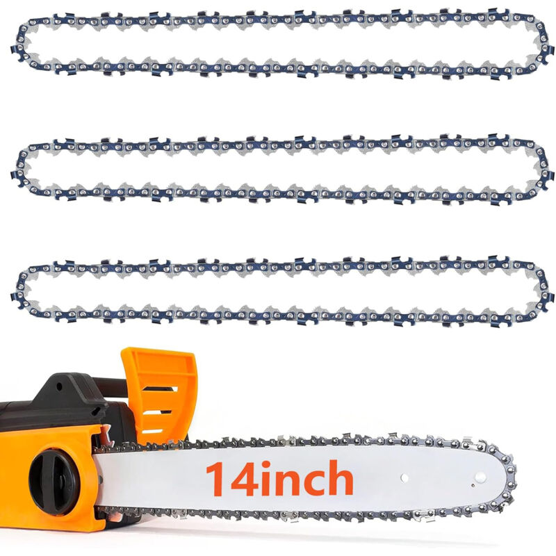 3er-Pack 3/8 Zoll LP-Kettensägekette für 14-Zoll-Schiene, 14-Zoll-Kettensägekette, 52 Treibglieder, 0,050 Zoll (1,3 mm) Stärke, Kette mit geringem