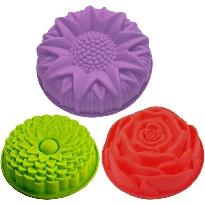 3er-Pack antihaftbeschichtete, blumenförmige Silikon-Backformen