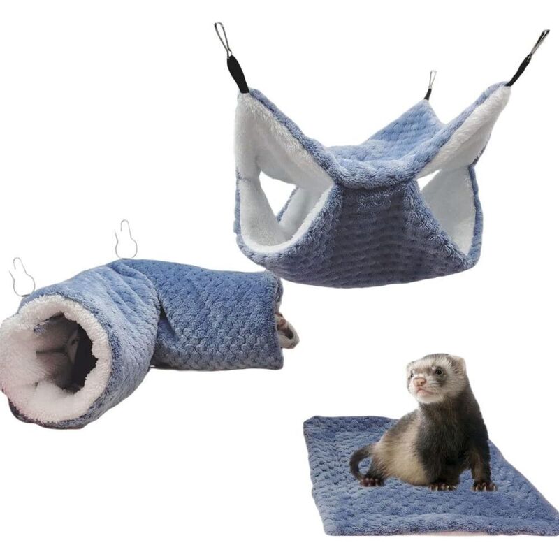 Ugreat - 3er-Pack Hängematte für Ratten, Meerschweinchen, Hängetunnel und warmes Bett, Käfigzubehör für Frettchen, Hamster, Chinchilla, Sugar Glider,