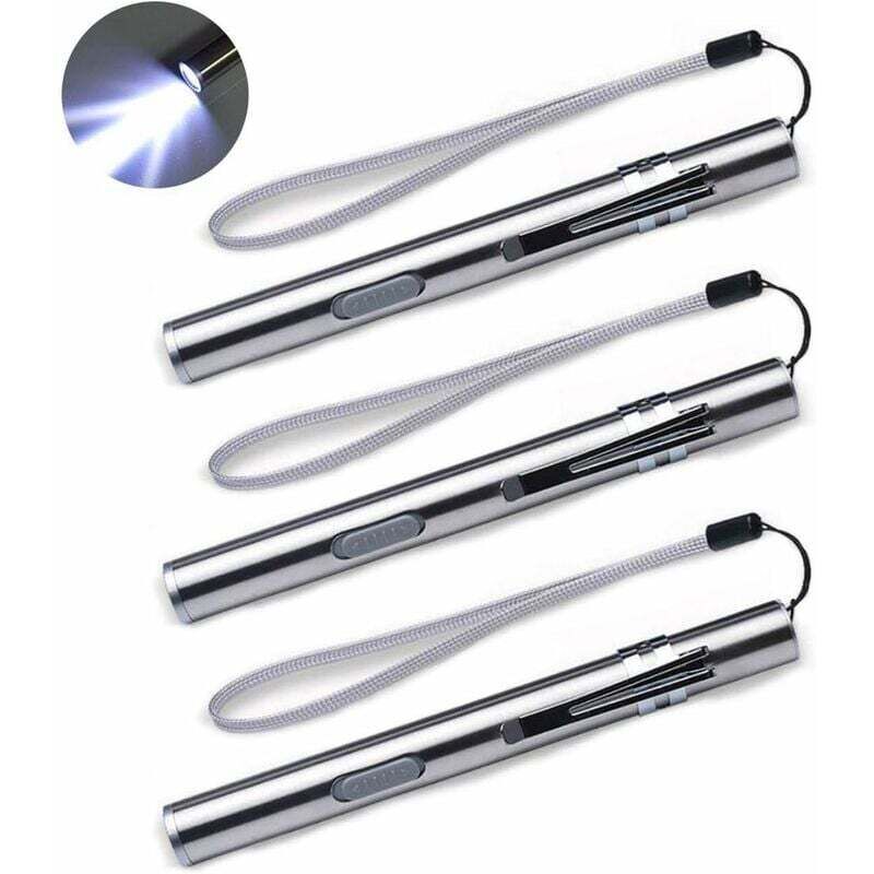 3er-Pack Krankenschwester-Stiftlicht, medizinisches Stiftlicht, wiederaufladbare LED-Taschenlampe aus Edelstahl, für Ärzte, Studenten, Mediziner