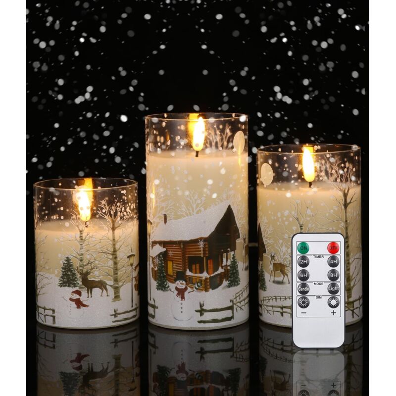 3er-Pack LED-Kerzen mit flackernder Flamme, LED-Kerzen mit Fernbedienung, künstliche Kerzen mit Timer, elektrische Kerzen, Weihnachtsdekoration,