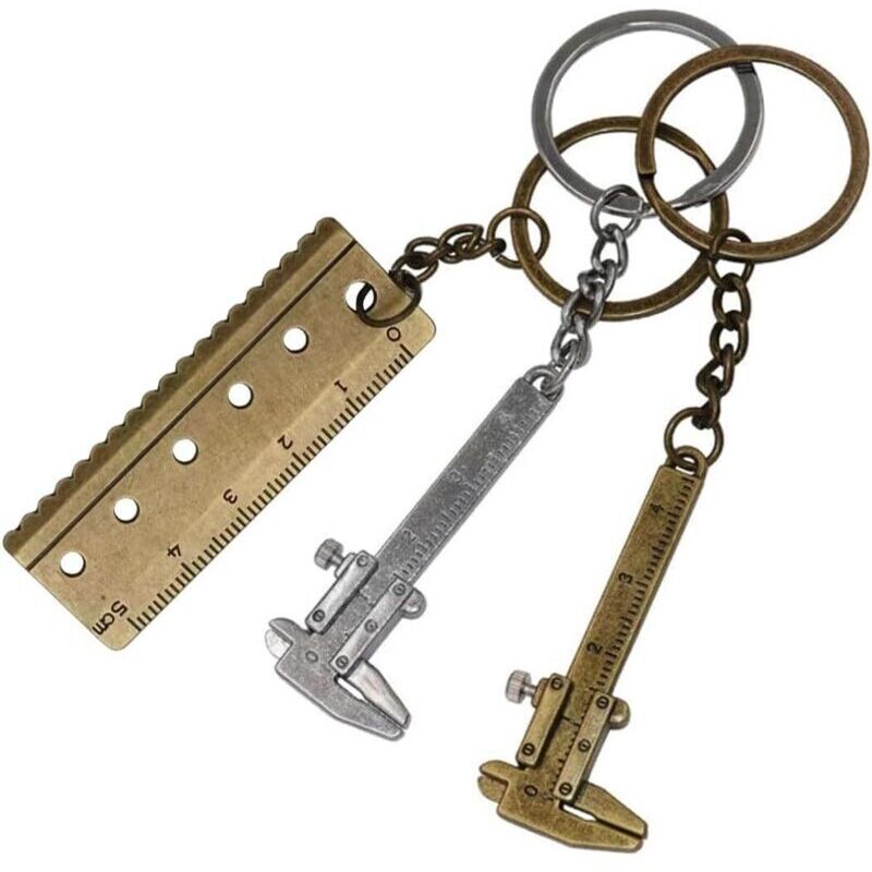 3er-Pack Mini-Messschieber-Schlüsselanhänger für Herren, Mini-Messschieber-Schlüsselanhänger für die Hosentasche, Mini-Messschieber-Schlüsselanhänger