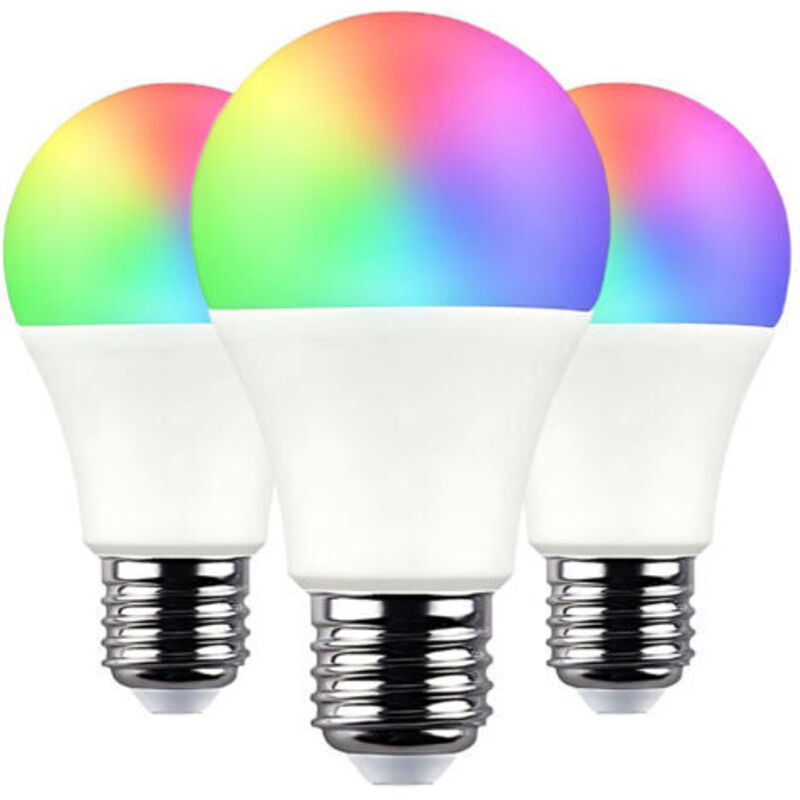 7hsevenon - 3er-Pack Standard Smart WiFi LED-Lampen E27, 10 w, entspricht 60 w, 806 lm, rgbww, dimmbar über Smartphone/App, 25000 h, 7 h, SevenOn