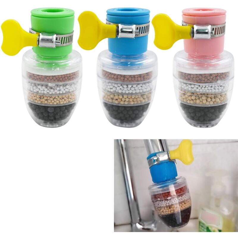 Coocheer - 3er-Pack Wasserhahn-Wasserfilter, 6-lagiger Aktivkohlefilter, Ersatz-Wasserfilter für die Spüle