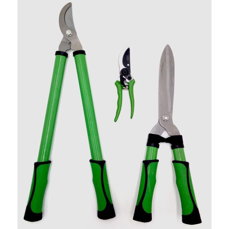 Buri - 3er-Set Astschere Heckenschere Rosenschere Gartenschere Baumschere Strauchschere