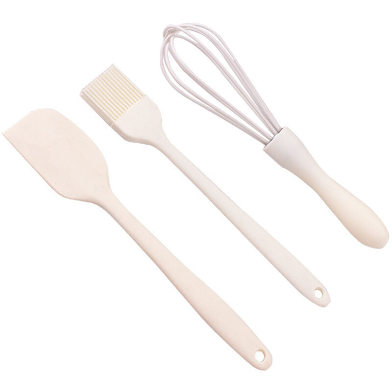 3er-Set Backutensilien aus Silikon, inklusive Spatel, Backpinsel und Schneebesen, ideal für die Zubereitung von Kuchen, Torten und Desserts,