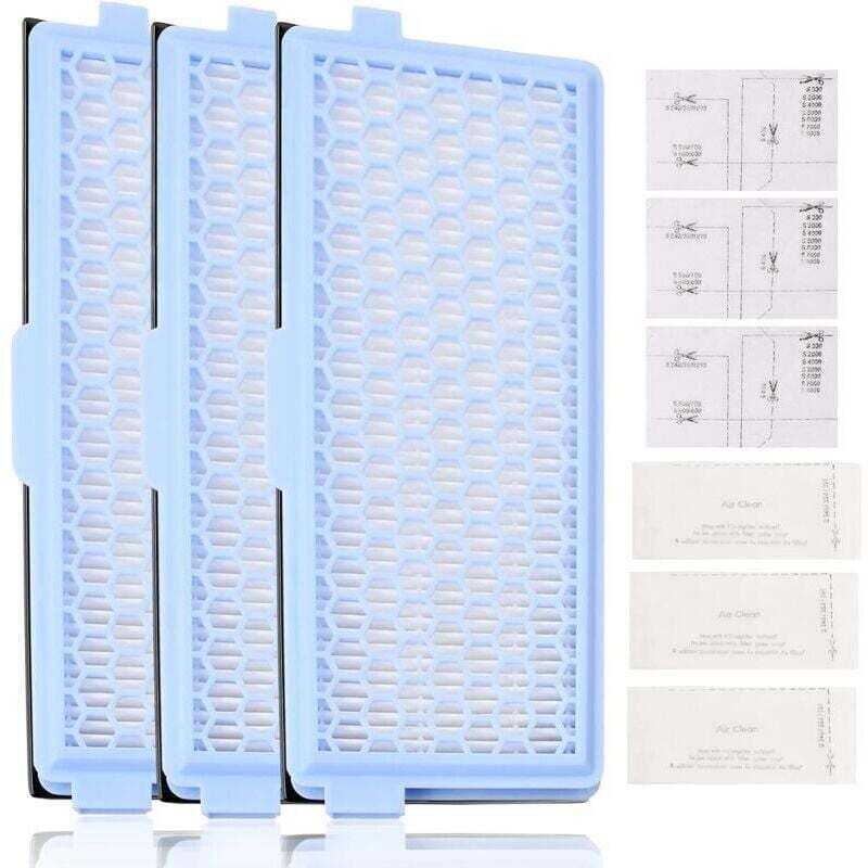 Set mit 3 Filtern für Miele-Staubsauger, bestehend aus 3 Active AirClean-Filtern und 3 Motorfiltern, passend für die Serien Miele Complete C2, C3