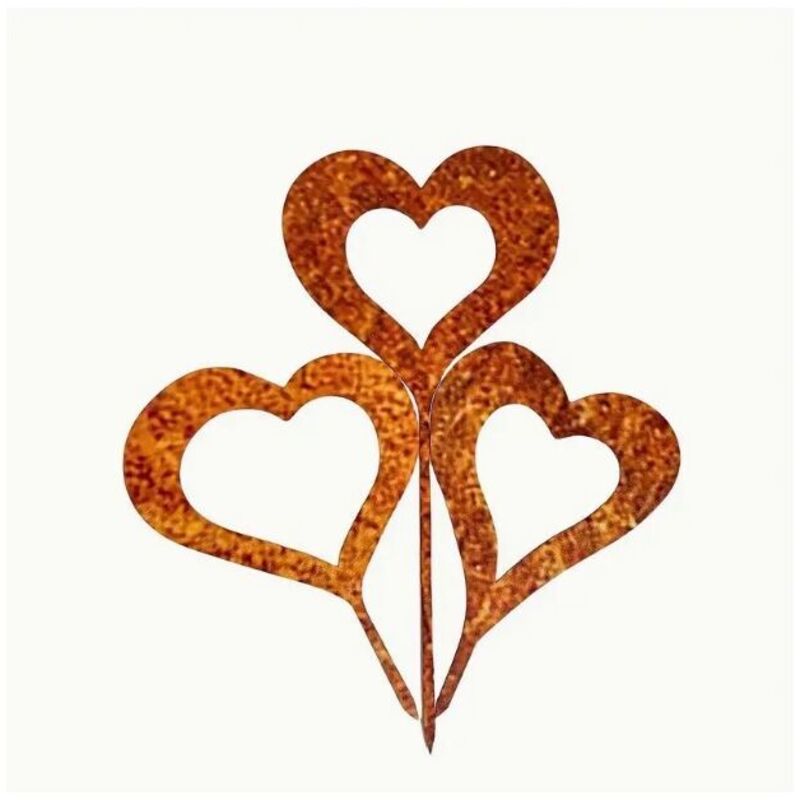 Odipie - 3er Set Gartenstecker aus rostigem Metall, Gartendeko, Gartendeko aus rostigem Metall für Garten, Blumenbeet - Gartendeko