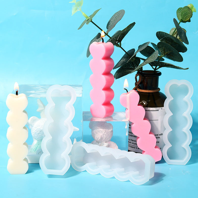 3er-Set Herz-Kerzenformen, Silikonharzform, Herz-Kerzenform, 3D-Herz-Kerzengussform, Epoxidharz-Kerzenform, DIY-Herzseifen-Silikonform, dekorative