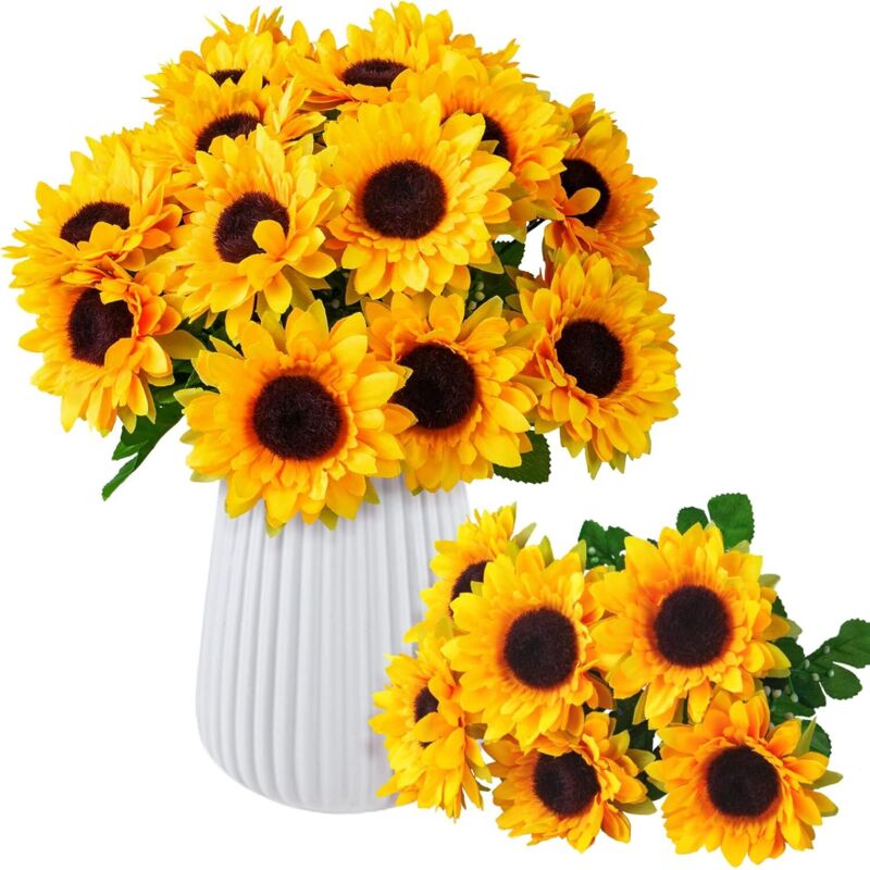 3er-Pack, künstliche Blumensträuße, Sonnenblumen, Kunstblumen für Gartenzubehör im Innen- und Außenbereich, Sonnenblumen für Blumendekorationen,