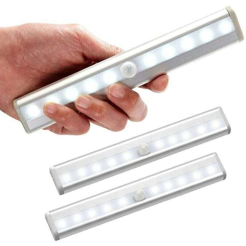 3er Set LED Lampen mit Bewegungsmelder innen, 10 LEDs Funkstrahler, LED Schranklampe, Akkubetriebene LED Beleuchtung mit Magnetleiste, Kinder