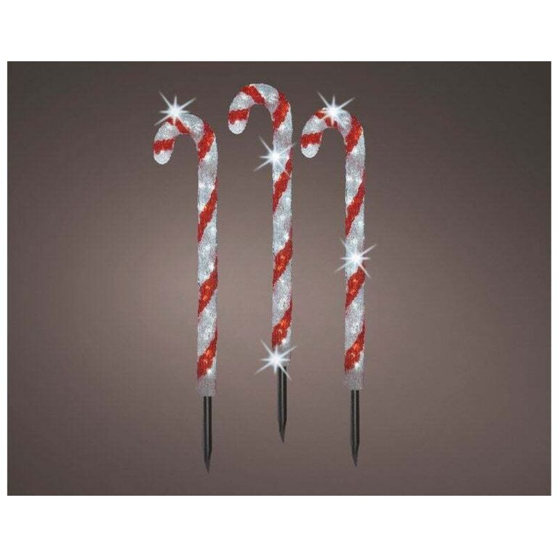 Weihnachtsdeko, 3 leuchtende Zuckerstangen 61 cm KAEMINGK