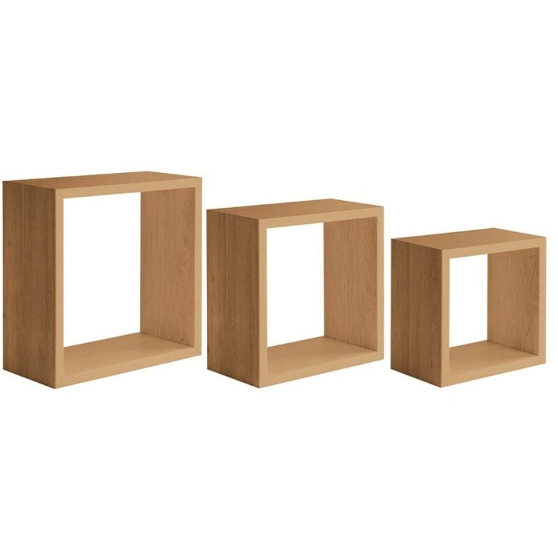 Kubischer 3er set wandregal mod. InCubo farbe eiche tabak