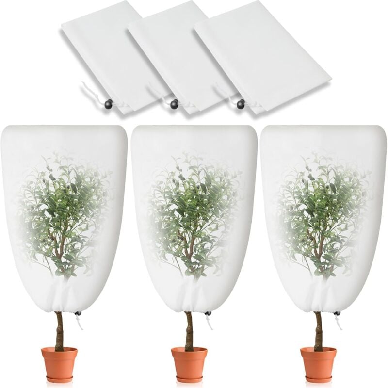 3er Set Pflanzen-Winterhüllen für den Außenbereich 80 cm x 120 cm Pflanzen-Winterhüllen für den Außenbereich mit Kordelzug Kann kalt, wetterfest,