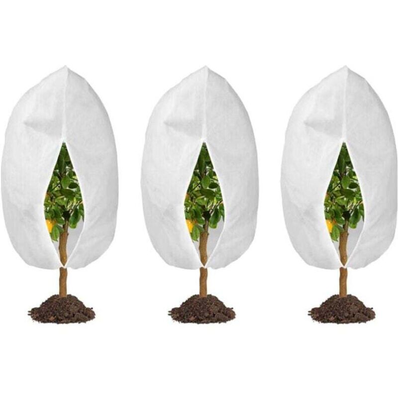 3er-Set Winterabdeckungen für Pflanzen im Freien, 60 cm x 80 cm, Winterabdeckungen für Pflanzen im Freien mit Kordelzug, kann kältebeständig,